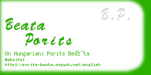 beata porits business card